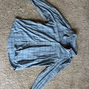 George Light Blue Plaid Long-Sleeve Button-Down Shirt